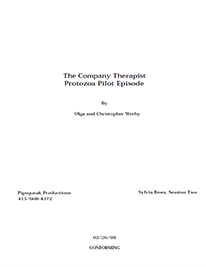 Cover page of The Company Therapist Protozoa Script.  Click to download in Acrobat PDF format.