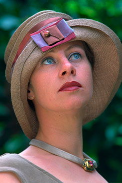 Fashion shot of model Ines Wieland with hat