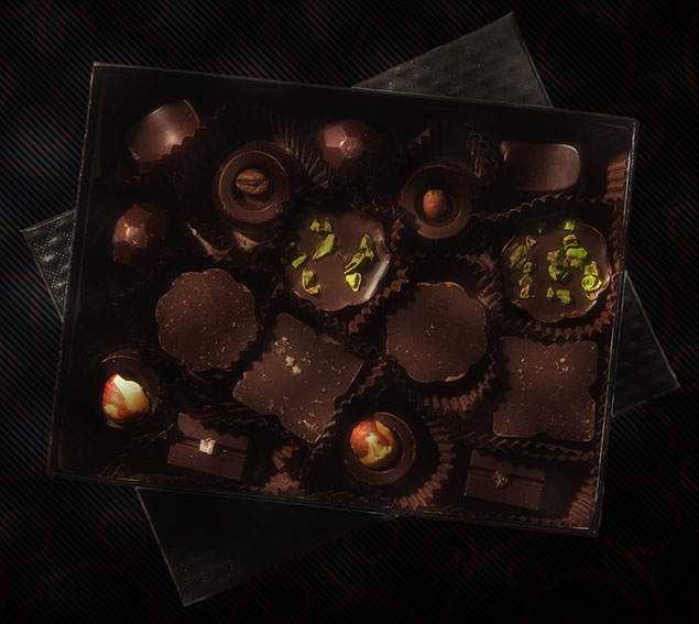 Product Shot for Pitch Dark Chocolate - Box of Bonbons