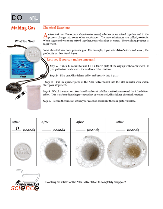 Supermarket Science Page - Making Gas