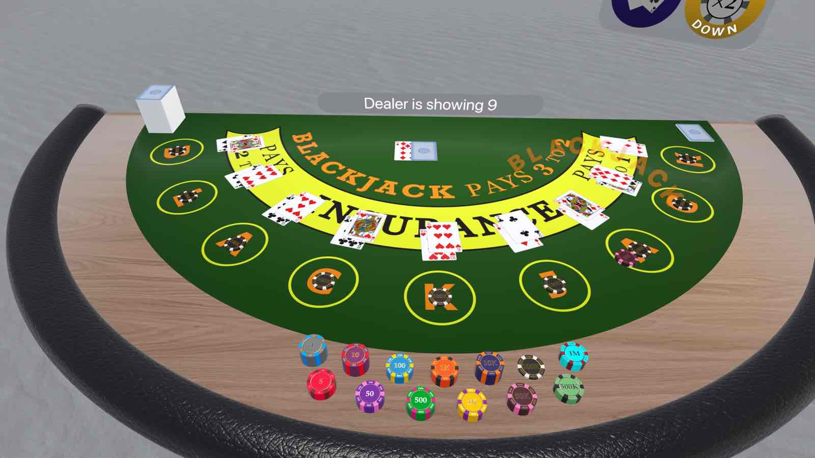 Blackjack Immersion Screenshot - Nine Hands - Initial State